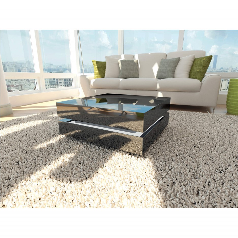 Tiffany Black High Gloss Cubic LED Coffee Table Furniture123